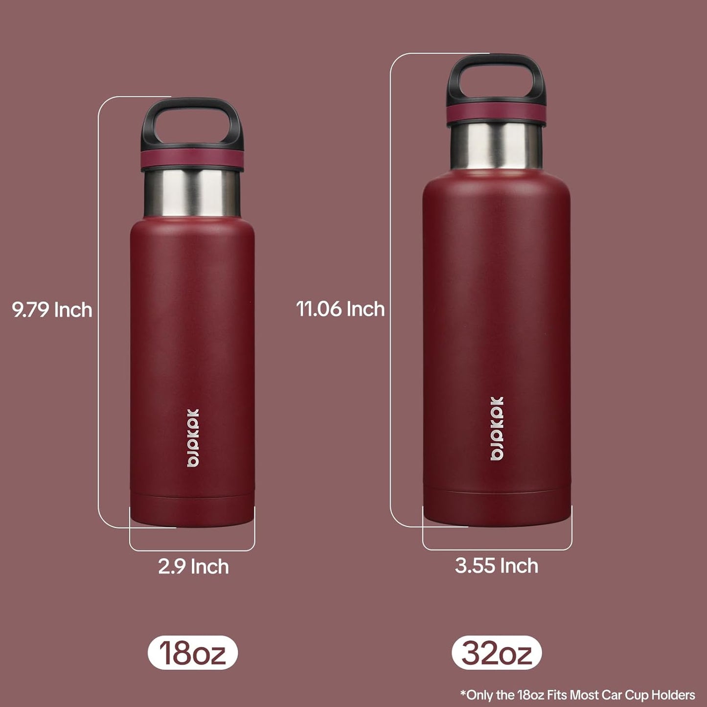 18oz Insulated Water Bottle Stainless Steel Water Bottle with Handle | BPA-Free Leak-Proof Bottle with Double Wall Vacuum Insulation, Reusable Water Bottle for Gym, Office, Travel & Everyday Use