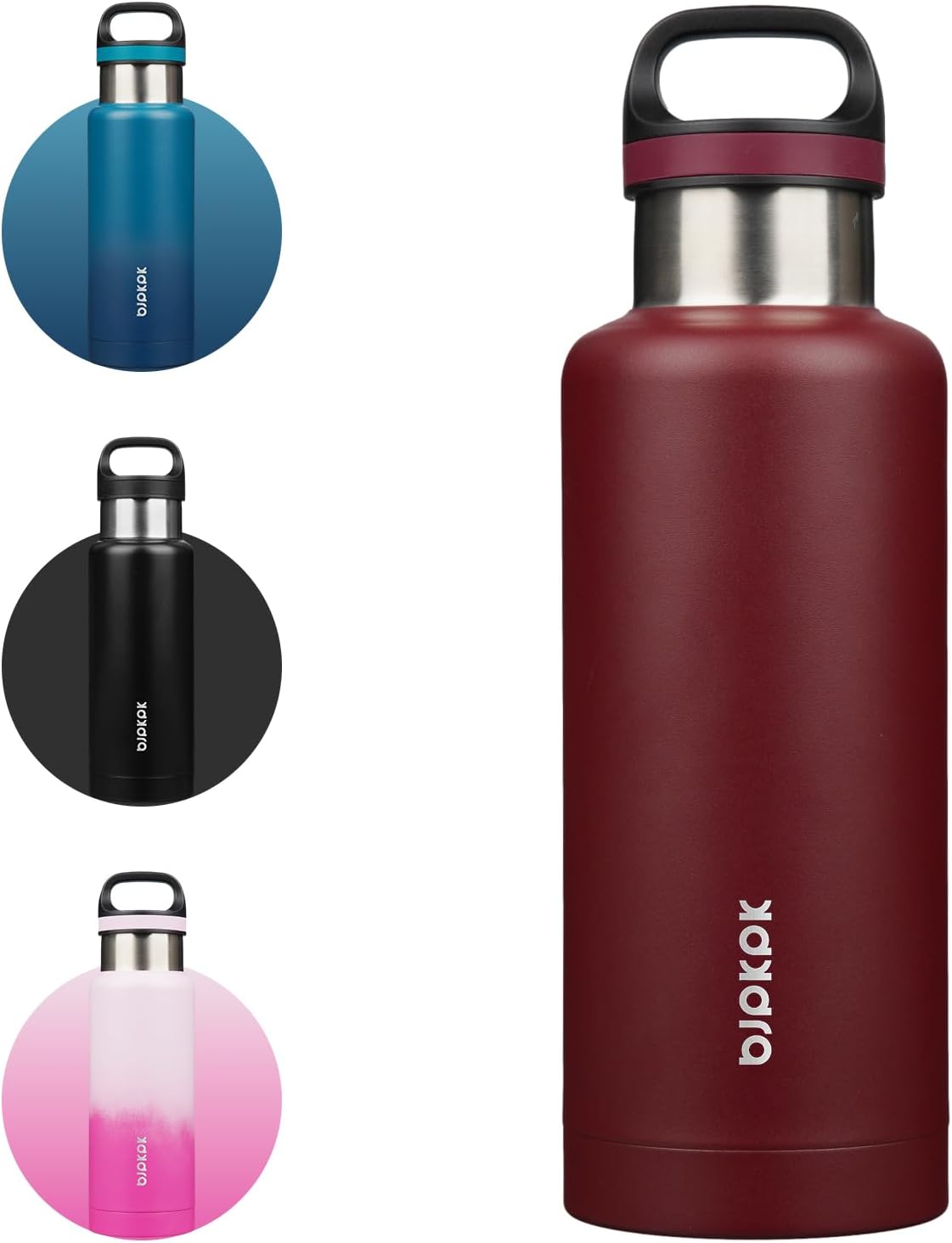 18oz Insulated Water Bottle Stainless Steel Water Bottle with Handle | BPA-Free Leak-Proof Bottle with Double Wall Vacuum Insulation, Reusable Water Bottle for Gym, Office, Travel & Everyday Use