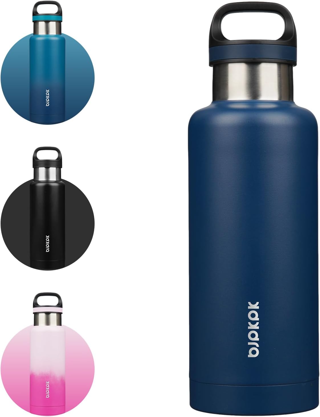 18oz Insulated Water Bottle Stainless Steel Water Bottle with Handle | BPA-Free Leak-Proof Bottle with Double Wall Vacuum Insulation, Reusable Water Bottle for Gym, Office, Travel & Everyday Use
