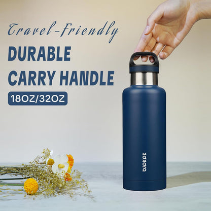 18oz Insulated Water Bottle Stainless Steel Water Bottle with Handle | BPA-Free Leak-Proof Bottle with Double Wall Vacuum Insulation, Reusable Water Bottle for Gym, Office, Travel & Everyday Use