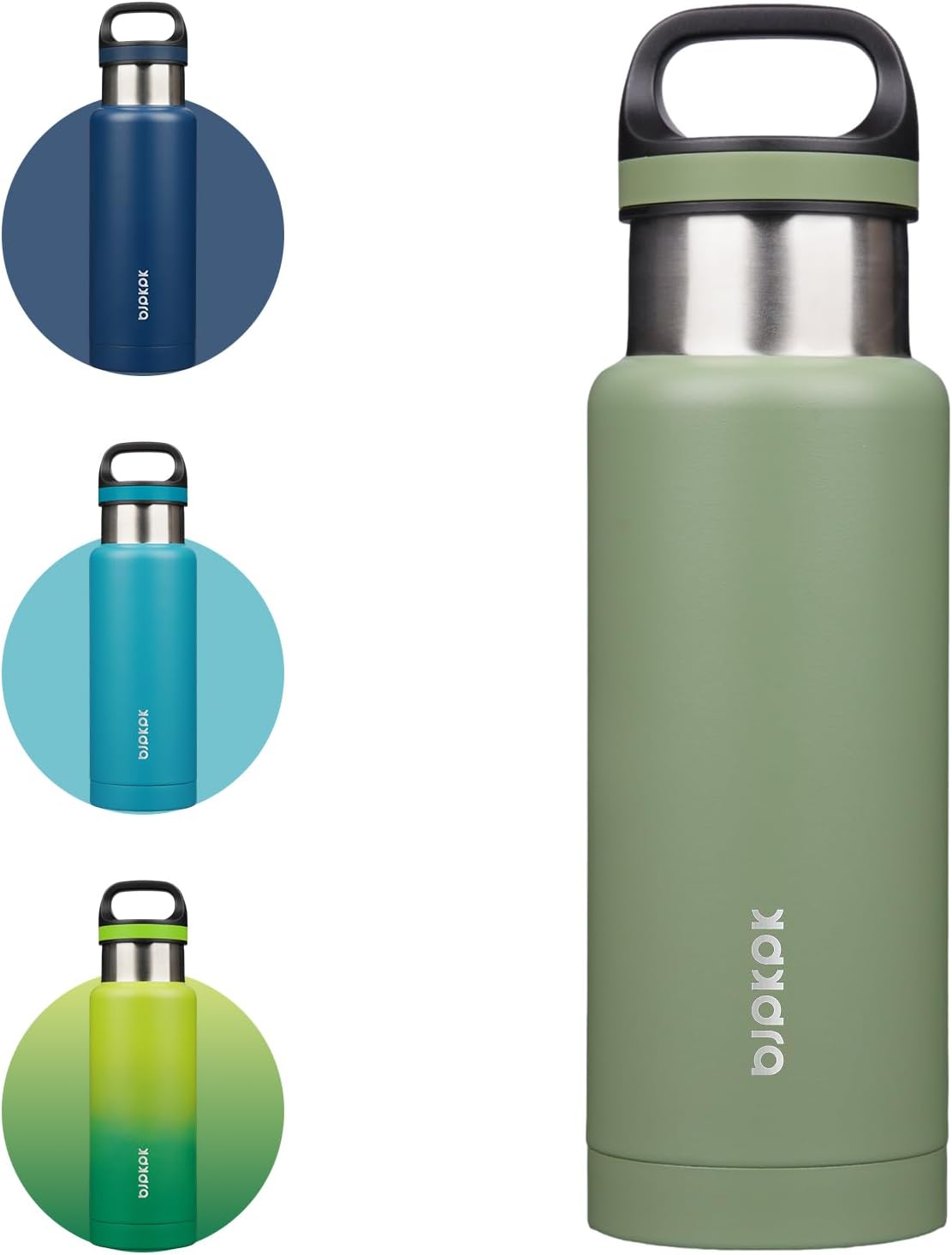 18oz Insulated Water Bottle Stainless Steel Water Bottle with Handle | BPA-Free Leak-Proof Bottle with Double Wall Vacuum Insulation, Reusable Water Bottle for Gym, Office, Travel & Everyday Use