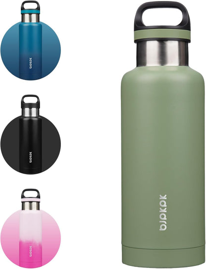 18oz Insulated Water Bottle Stainless Steel Water Bottle with Handle | BPA-Free Leak-Proof Bottle with Double Wall Vacuum Insulation, Reusable Water Bottle for Gym, Office, Travel & Everyday Use
