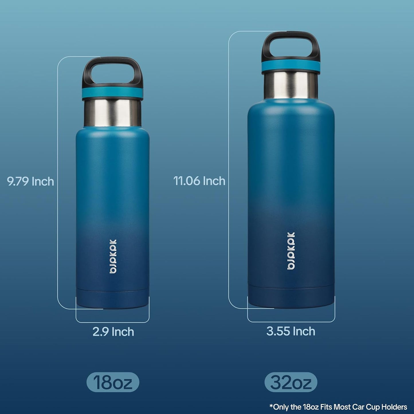 18oz Insulated Water Bottle Stainless Steel Water Bottle with Handle | BPA-Free Leak-Proof Bottle with Double Wall Vacuum Insulation, Reusable Water Bottle for Gym, Office, Travel & Everyday Use