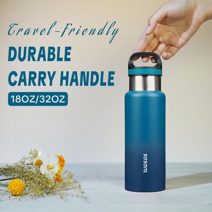 18oz Insulated Water Bottle Stainless Steel Water Bottle with Handle | BPA-Free Leak-Proof Bottle with Double Wall Vacuum Insulation, Reusable Water Bottle for Gym, Office, Travel & Everyday Use