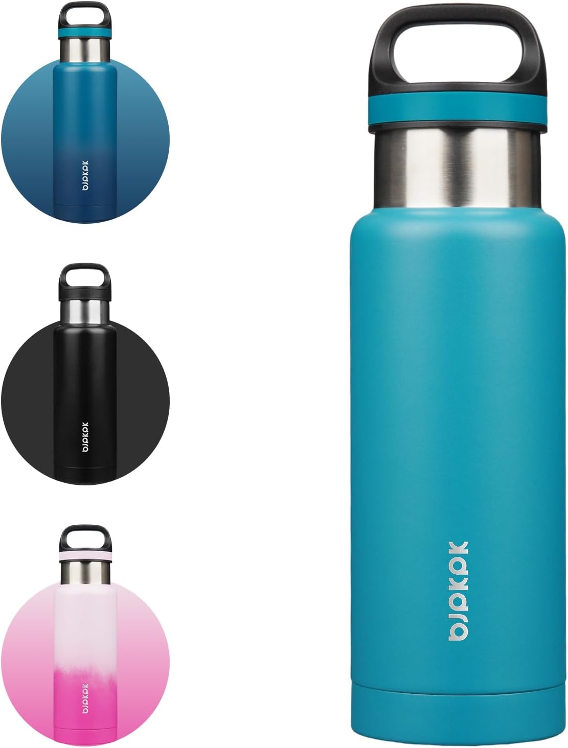18oz Insulated Water Bottle Stainless Steel Water Bottle with Handle | BPA-Free Leak-Proof Bottle with Double Wall Vacuum Insulation, Reusable Water Bottle for Gym, Office, Travel & Everyday Use