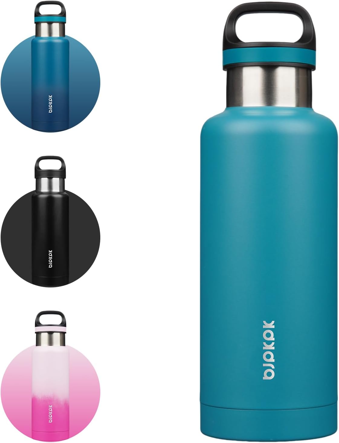 18oz Insulated Water Bottle Stainless Steel Water Bottle with Handle | BPA-Free Leak-Proof Bottle with Double Wall Vacuum Insulation, Reusable Water Bottle for Gym, Office, Travel & Everyday Use