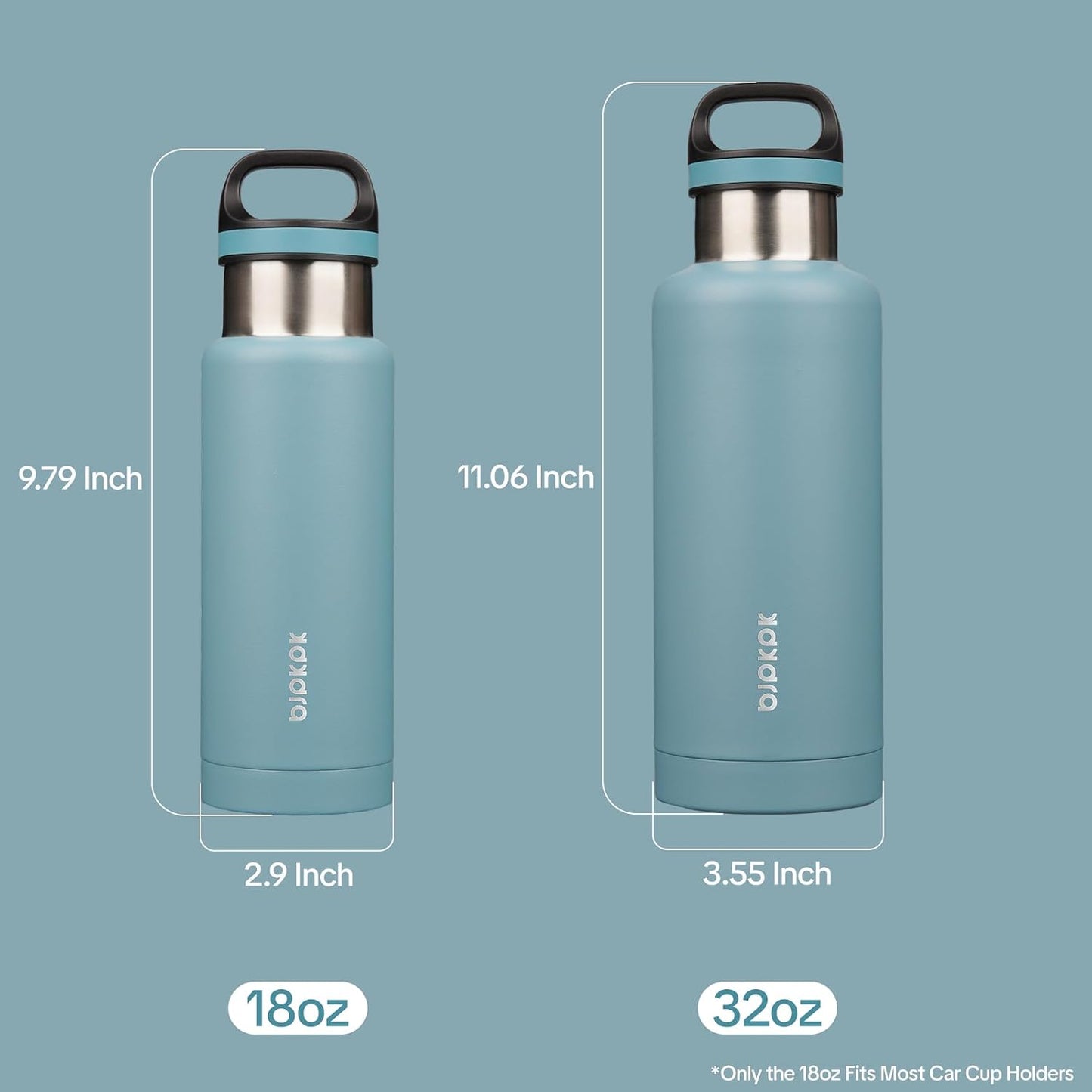 18oz Insulated Water Bottle Stainless Steel Water Bottle with Handle | BPA-Free Leak-Proof Bottle with Double Wall Vacuum Insulation, Reusable Water Bottle for Gym, Office, Travel & Everyday Use