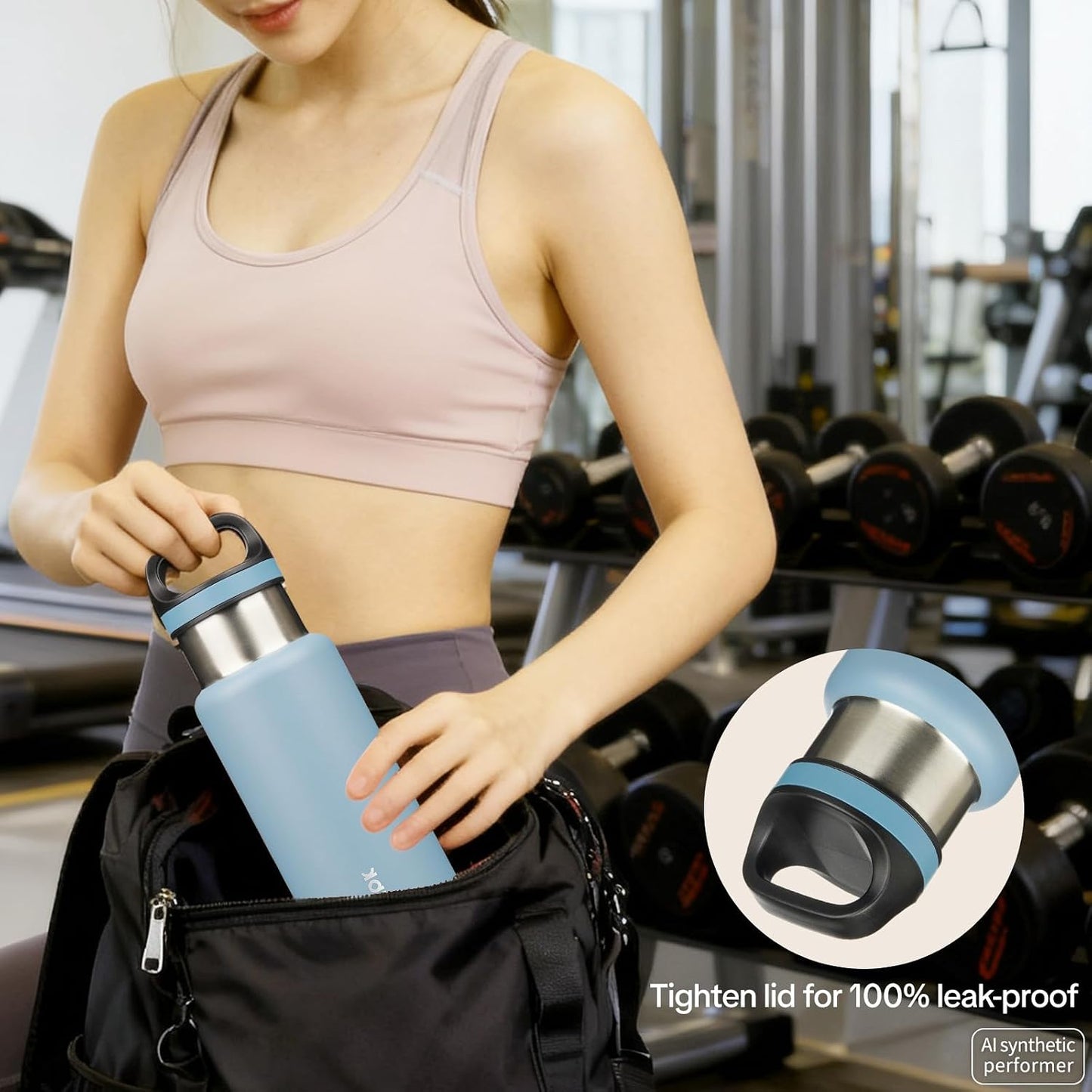 18oz Insulated Water Bottle Stainless Steel Water Bottle with Handle | BPA-Free Leak-Proof Bottle with Double Wall Vacuum Insulation, Reusable Water Bottle for Gym, Office, Travel & Everyday Use