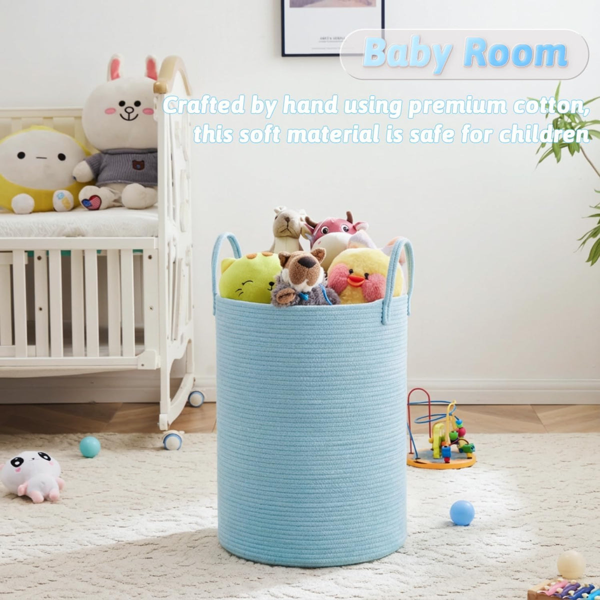 Laundry Basket,Woven Cotton Rope Laundry Hamper,80L for Decorative Storage of Dirty Clothes,Toys and Blankets in Bathroom,Bedroom and Living Room