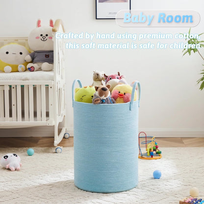 Laundry Basket,Woven Cotton Rope Laundry Hamper,80L for Decorative Storage of Dirty Clothes,Toys and Blankets in Bathroom,Bedroom and Living Room