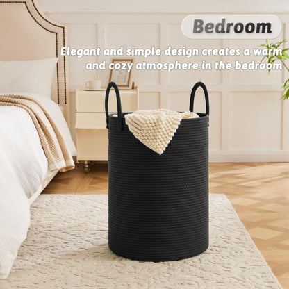 Laundry Basket,Woven Cotton Rope Laundry Hamper,80L for Decorative Storage of Dirty Clothes,Toys and Blankets in Bathroom,Bedroom and Living Room
