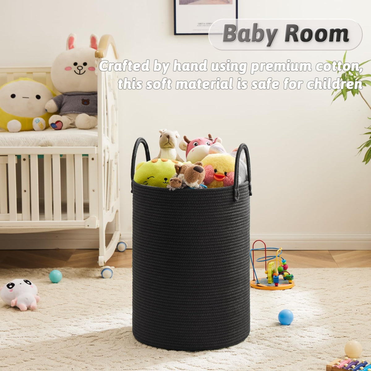 Laundry Basket,Woven Cotton Rope Laundry Hamper,80L for Decorative Storage of Dirty Clothes,Toys and Blankets in Bathroom,Bedroom and Living Room
