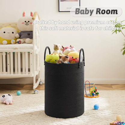 Laundry Basket,Woven Cotton Rope Laundry Hamper,80L for Decorative Storage of Dirty Clothes,Toys and Blankets in Bathroom,Bedroom and Living Room