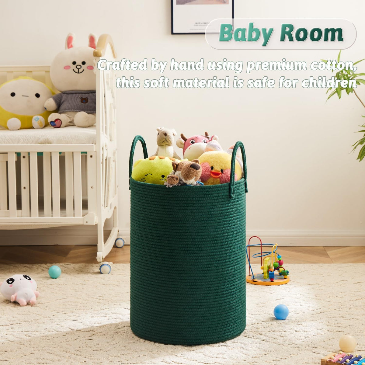 Laundry Basket,Woven Cotton Rope Laundry Hamper,80L for Decorative Storage of Dirty Clothes,Toys and Blankets in Bathroom,Bedroom and Living Room