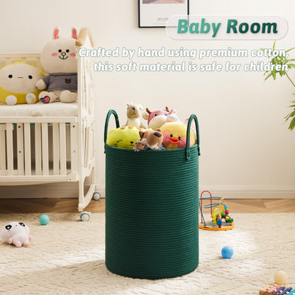 Laundry Basket,Woven Cotton Rope Laundry Hamper,80L for Decorative Storage of Dirty Clothes,Toys and Blankets in Bathroom,Bedroom and Living Room