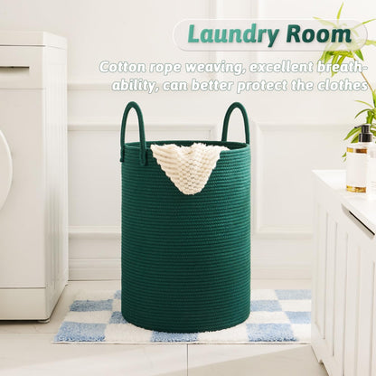 Laundry Basket,Woven Cotton Rope Laundry Hamper,80L for Decorative Storage of Dirty Clothes,Toys and Blankets in Bathroom,Bedroom and Living Room