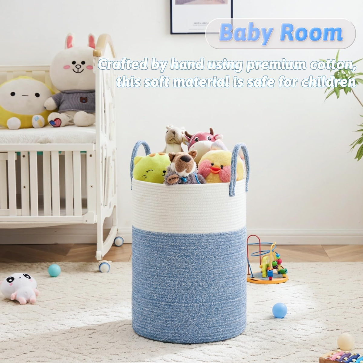 Laundry Basket,Woven Cotton Rope Laundry Hamper,80L for Decorative Storage of Dirty Clothes,Toys and Blankets in Bathroom,Bedroom and Living Room