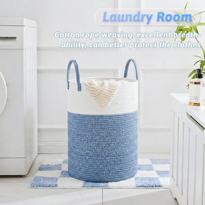 Laundry Basket,Woven Cotton Rope Laundry Hamper,80L for Decorative Storage of Dirty Clothes,Toys and Blankets in Bathroom,Bedroom and Living Room