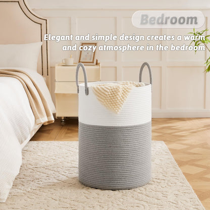 Laundry Basket,Woven Cotton Rope Laundry Hamper,80L for Decorative Storage of Dirty Clothes,Toys and Blankets in Bathroom,Bedroom and Living Room