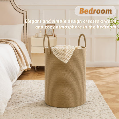 Laundry Basket,Woven Cotton Rope Laundry Hamper,80L for Decorative Storage of Dirty Clothes,Toys and Blankets in Bathroom,Bedroom and Living Room