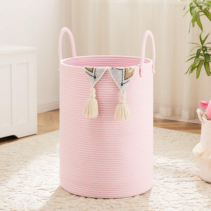 Laundry Basket,Woven Cotton Rope Laundry Hamper,80L for Decorative Storage of Dirty Clothes,Toys and Blankets in Bathroom,Bedroom and Living Room