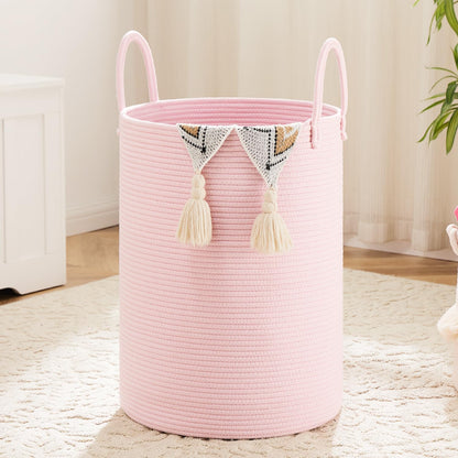 Laundry Basket,Woven Cotton Rope Laundry Hamper,80L for Decorative Storage of Dirty Clothes,Toys and Blankets in Bathroom,Bedroom and Living Room