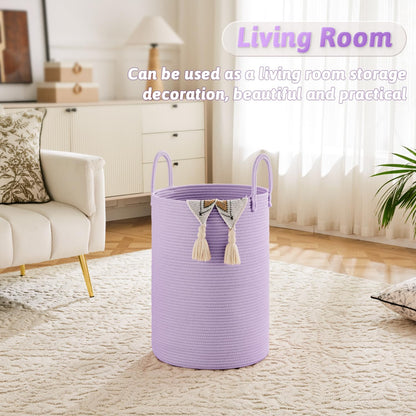 Laundry Basket,Woven Cotton Rope Laundry Hamper,80L for Decorative Storage of Dirty Clothes,Toys and Blankets in Bathroom,Bedroom and Living Room