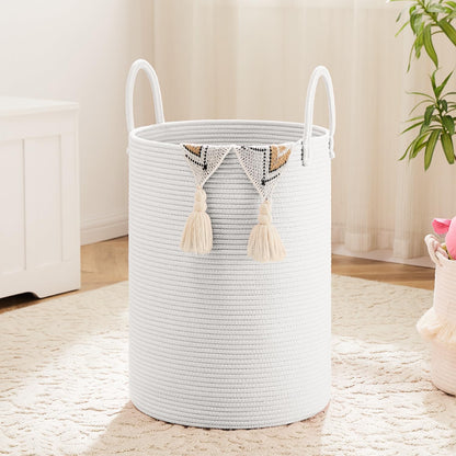 Laundry Basket,Woven Cotton Rope Laundry Hamper,80L for Decorative Storage of Dirty Clothes,Toys and Blankets in Bathroom,Bedroom and Living Room
