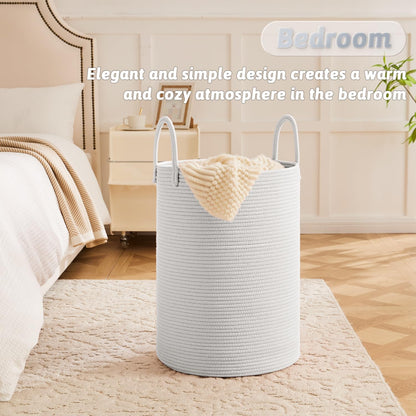 Laundry Basket,Woven Cotton Rope Laundry Hamper,80L for Decorative Storage of Dirty Clothes,Toys and Blankets in Bathroom,Bedroom and Living Room