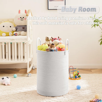 Laundry Basket,Woven Cotton Rope Laundry Hamper,80L for Decorative Storage of Dirty Clothes,Toys and Blankets in Bathroom,Bedroom and Living Room
