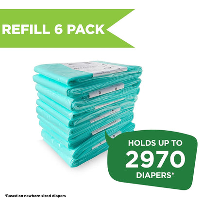 Diaper Pail Refill Bags for Dekor Classic, 6 Pack, Holds 2970 Diapers