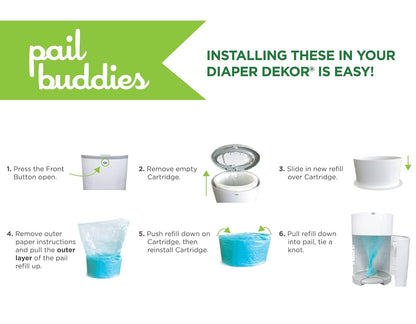 Diaper Pail Refill Bags for Dekor Classic, 6 Pack, Holds 2970 Diapers
