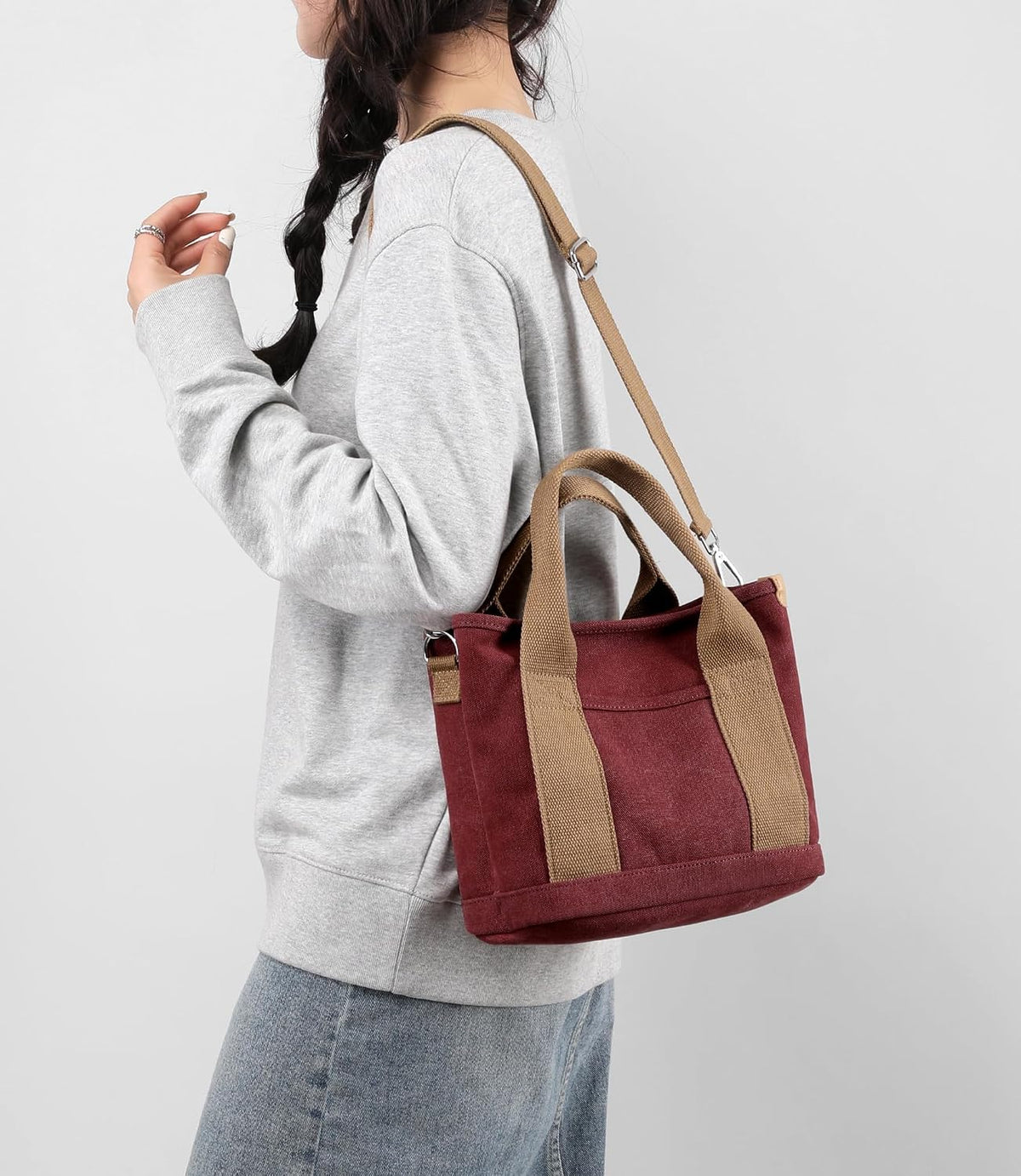 Small Tote Bag with Zipper Tote Bag for Women Canvas Crossbody Bag Shoulder Bag Satchel Hobo Bag Messenger Bag 2023