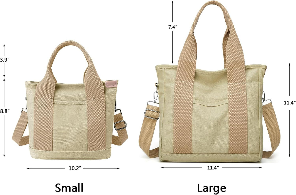 Small Tote Bag with Zipper Tote Bag for Women Canvas Crossbody Bag Shoulder Bag Satchel Hobo Bag Messenger Bag 2023