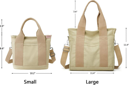 Small Tote Bag with Zipper Tote Bag for Women Canvas Crossbody Bag Shoulder Bag Satchel Hobo Bag Messenger Bag 2023
