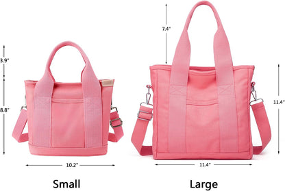 Small Tote Bag with Zipper Tote Bag for Women Canvas Crossbody Bag Shoulder Bag Satchel Hobo Bag Messenger Bag 2023