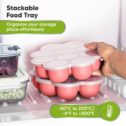 Silicone Baby Food Freezer Tray with Clip-on Lid and 12-Pack Baby Food Glass Containers - Breast Milk Trays for Freezer - 4 oz Leak-Proof, Microwavable, Baby Food Storage Container