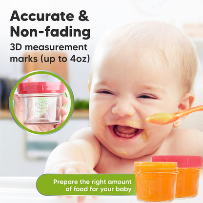 Silicone Baby Food Freezer Tray with Clip-on Lid and 12-Pack Baby Food Glass Containers - Breast Milk Trays for Freezer - 4 oz Leak-Proof, Microwavable, Baby Food Storage Container