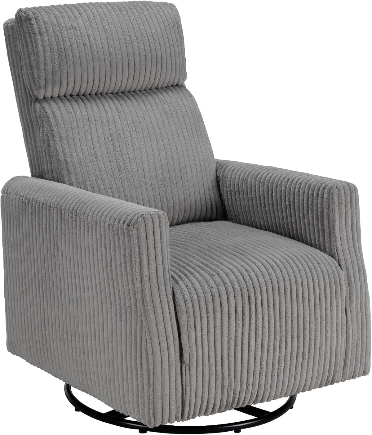 Swivel Rocker Chair for Nursery, Swivel Accent Chair with High Back and Arms, Corduroy Glider Chair for Living Room Bedroom Nursery, Grey
