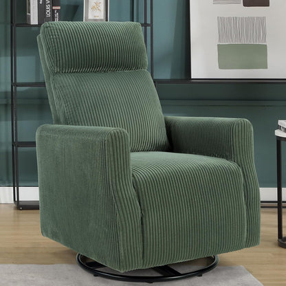 Swivel Rocker Chair for Nursery, Swivel Accent Chair with High Back and Arms, Corduroy Glider Chair for Living Room Bedroom Nursery, Grey