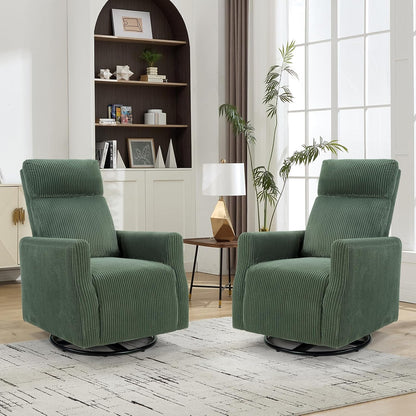Swivel Rocker Chair for Nursery, Swivel Accent Chair with High Back and Arms, Corduroy Glider Chair for Living Room Bedroom Nursery, Grey