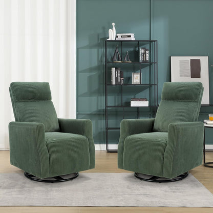 Swivel Rocker Chair for Nursery, Swivel Accent Chair with High Back and Arms, Corduroy Glider Chair for Living Room Bedroom Nursery, Grey