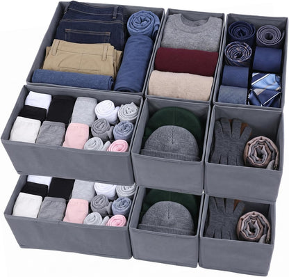 Drawer Organizer for Clothes & Underwear 10 Pack Bra Sock Organizer