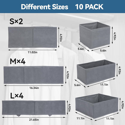 Drawer Organizer for Clothes & Underwear 10 Pack Bra Sock Organizer
