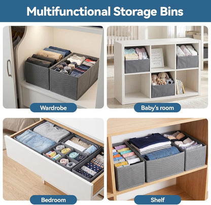 Drawer Organizer for Clothes & Underwear 10 Pack Bra Sock Organizer