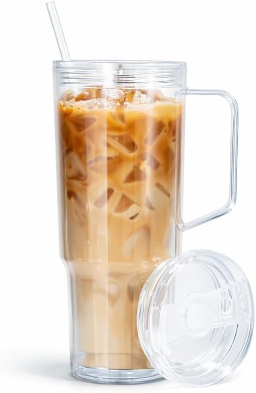 40 oz Acrylic Tumbler with Handle, Lid and Straw