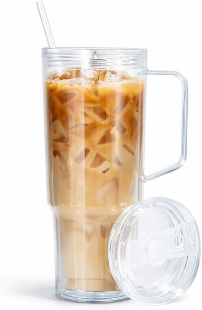 40 oz Acrylic Tumbler with Handle, Lid and Straw