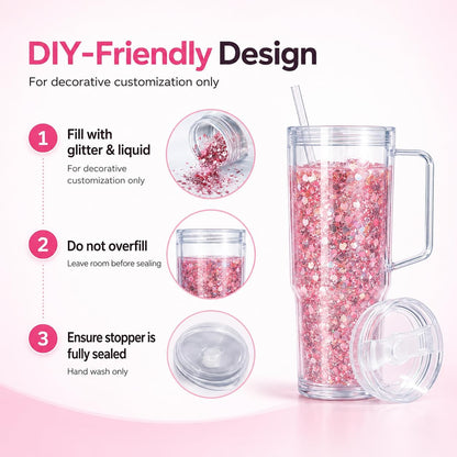 40 oz Acrylic Tumbler with Handle, Lid and Straw