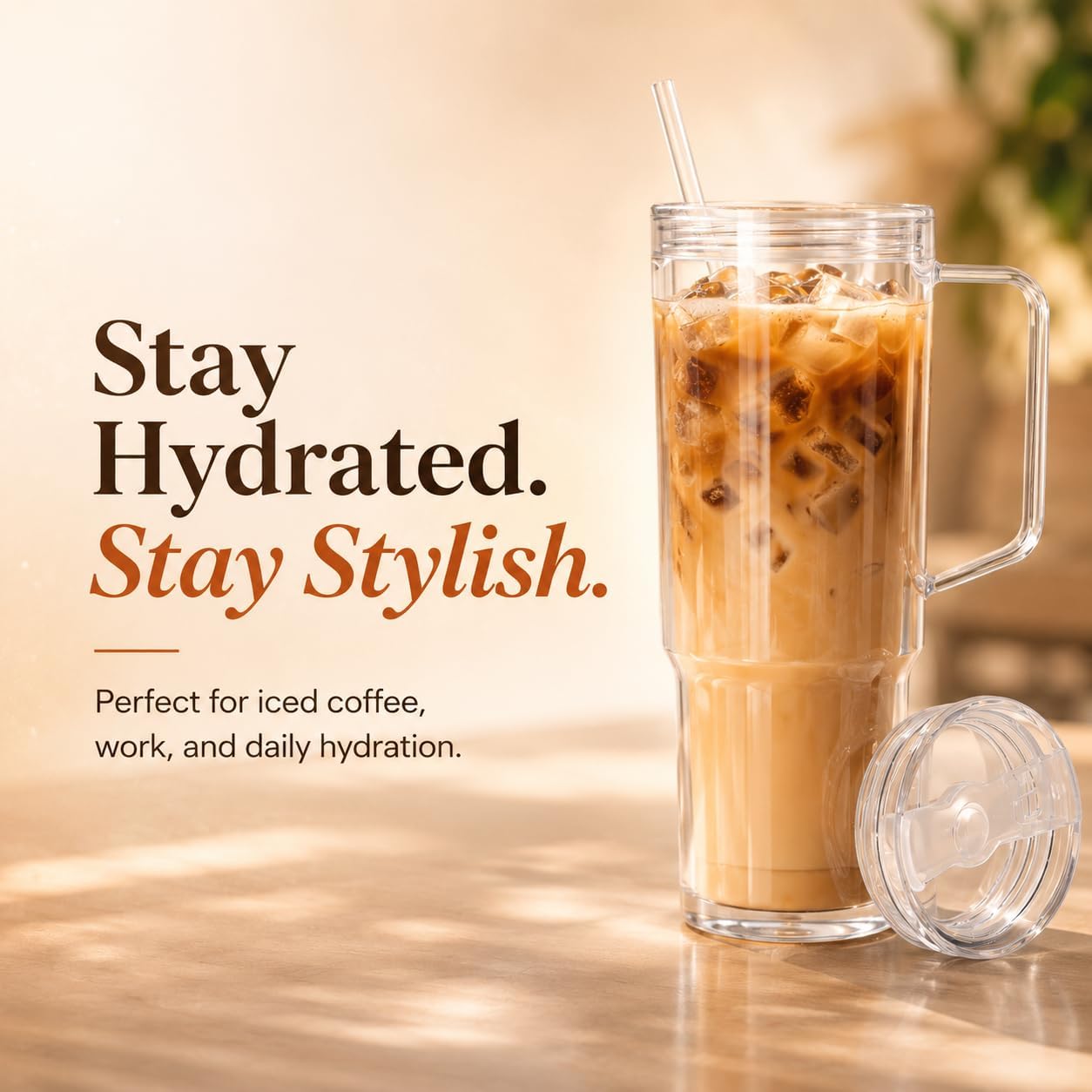 40 oz Acrylic Tumbler with Handle, Lid and Straw