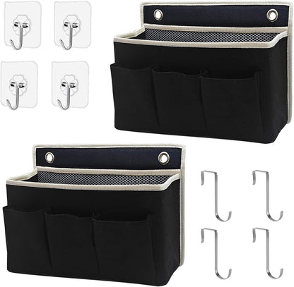 Wall Hanging Organizer Bag/Hanging Baskets with Large Mesh Compartment & 3 Pockets，Over the Door Organizer Space Saving Storage for Bedroom,RV Camper, Closet (Gray -2 Pack)